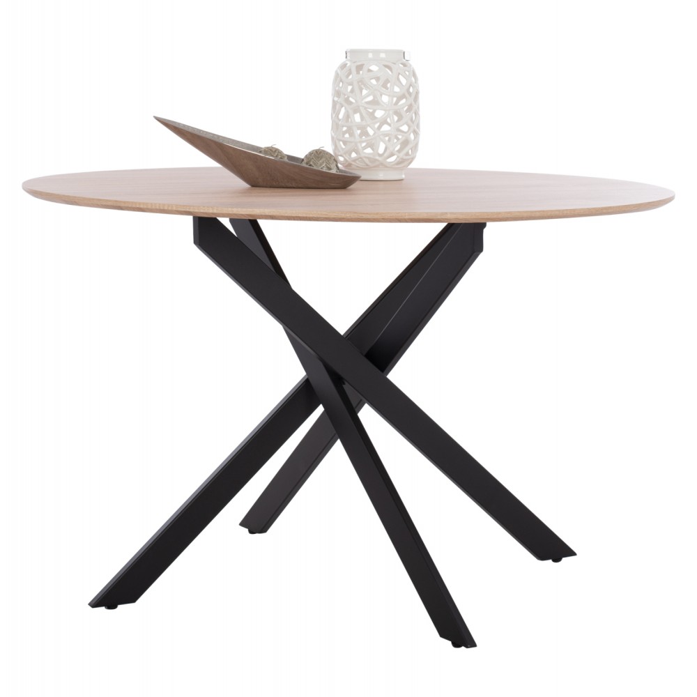 Τραπέζι "ROSARIO" από mdf/μέταλλο σε χρώμα σονόμα/μαύρο Φ120Χ75