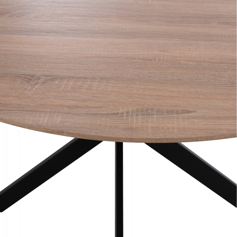 Τραπέζι "ROSARIO" από mdf/μέταλλο σε χρώμα σονόμα/μαύρο Φ120Χ75