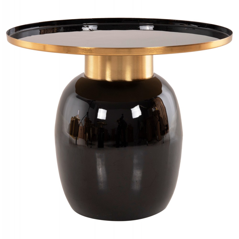 Τραπέζια βοηθητικά "FRYNX" από μέταλλο σε χρώμα μαύρο/χρύσο Φ60x46,5