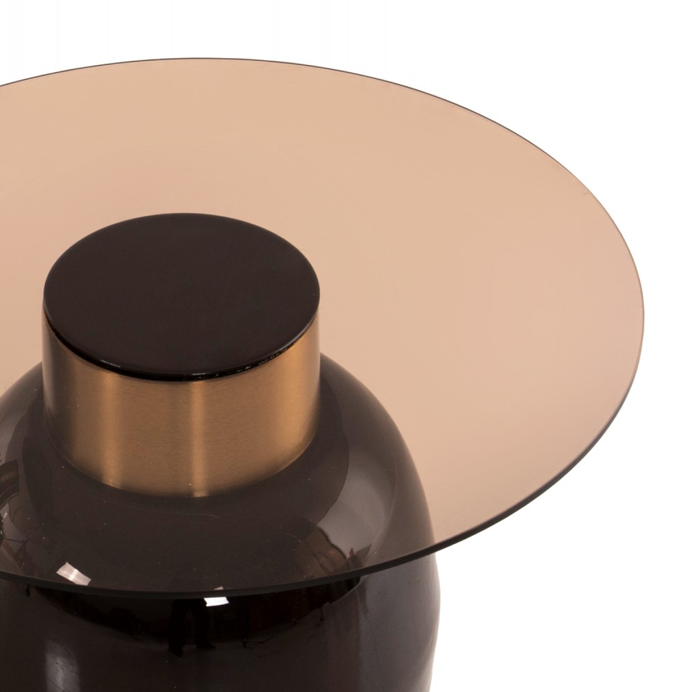 Τραπέζια βοηθητικά "FRYN" από μέταλλο/γυαλί σε χρώμα καφέ/χρύσο Φ60x46,5