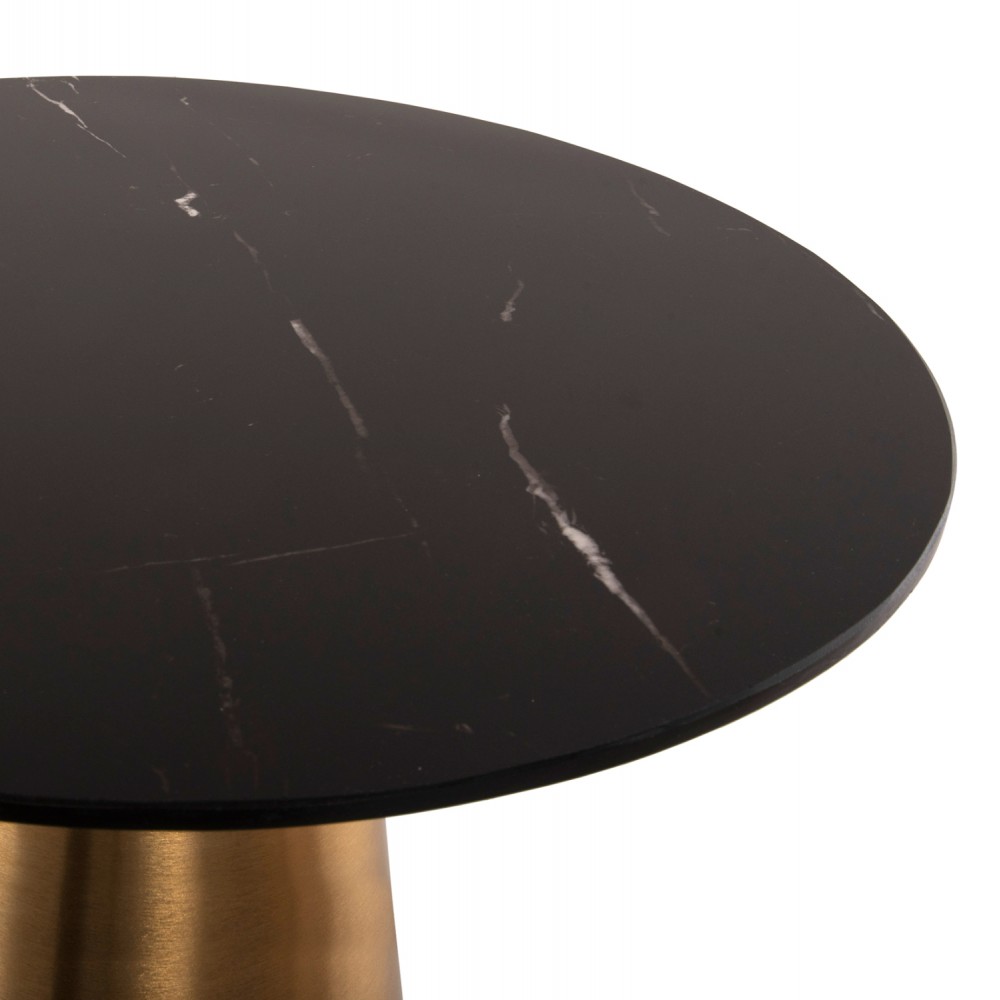 Τραπέζια βοηθητικά "RENGI" από μέταλλο/κεραμικό σε χρώμα μαύρο/χρύσο Φ56x52