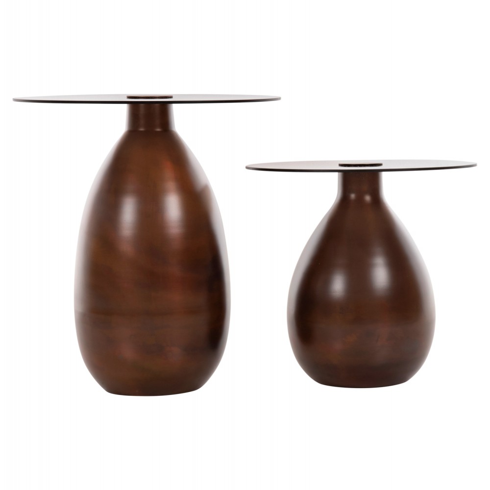 Τραπέζια βοηθητικά "REGEN" από μέταλλο/γυαλί σε χρώμα χάλκινο Φ44x49,5