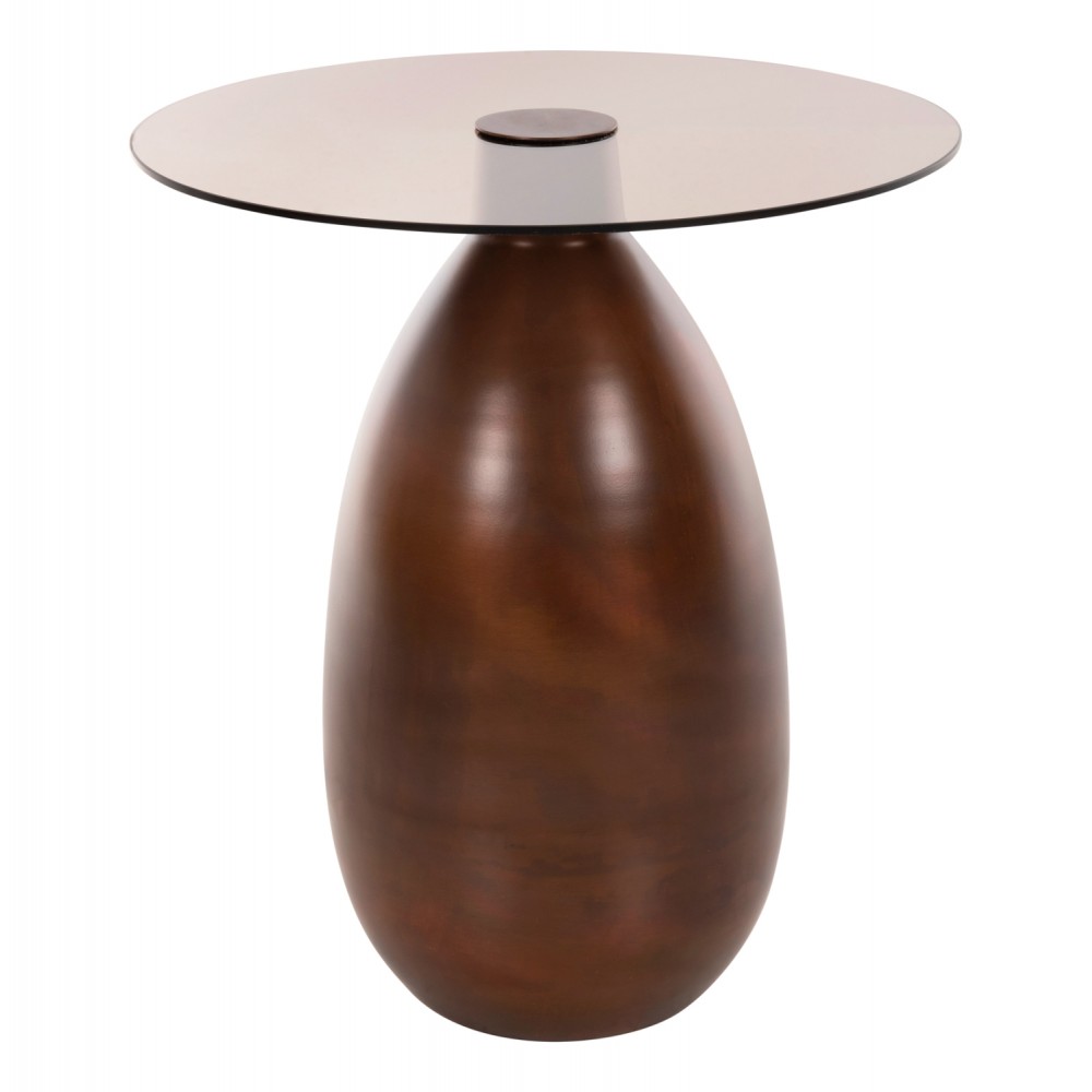 Τραπέζια βοηθητικά "REGEN" από μέταλλο/γυαλί σε χρώμα χάλκινο Φ44x49,5