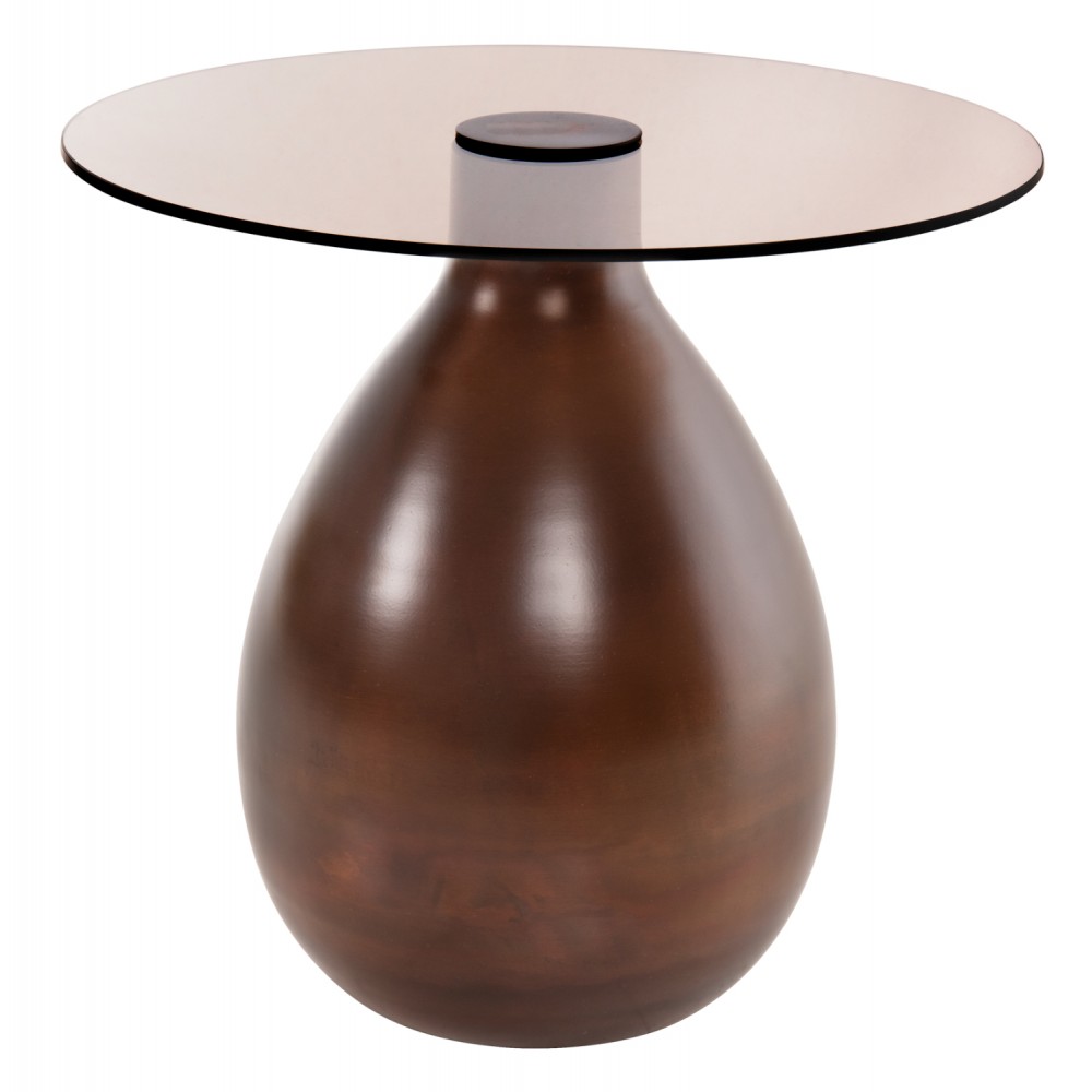 Τραπέζια βοηθητικά "REGEN" από μέταλλο/γυαλί σε χρώμα χάλκινο Φ44x49,5