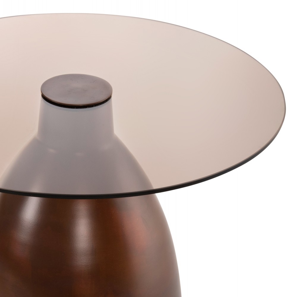 Τραπέζια βοηθητικά "REGEN" από μέταλλο/γυαλί σε χρώμα χάλκινο Φ44x49,5