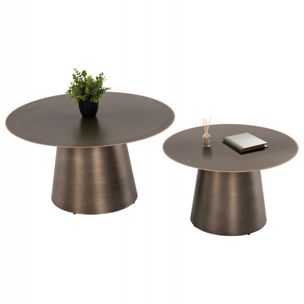 Τραπέζια σαλονιού "NICKELY" από μέταλλο σε χρώμα ασημί ματ Φ80x41