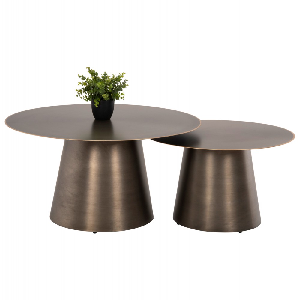 Τραπέζια σαλονιού "NICKELY" από μέταλλο σε χρώμα ασημί ματ Φ80x41