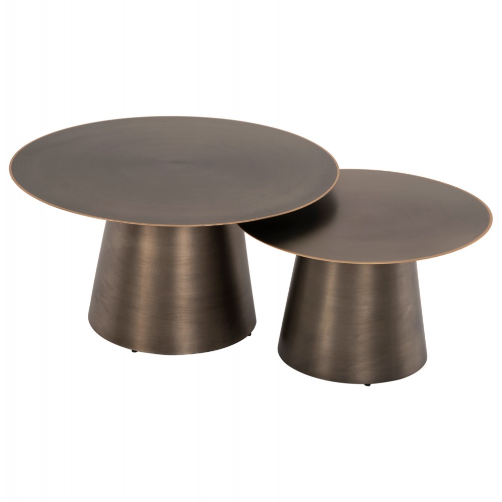 Τραπέζια σαλονιού "NICKELY" από μέταλλο σε χρώμα ασημί ματ Φ80x41