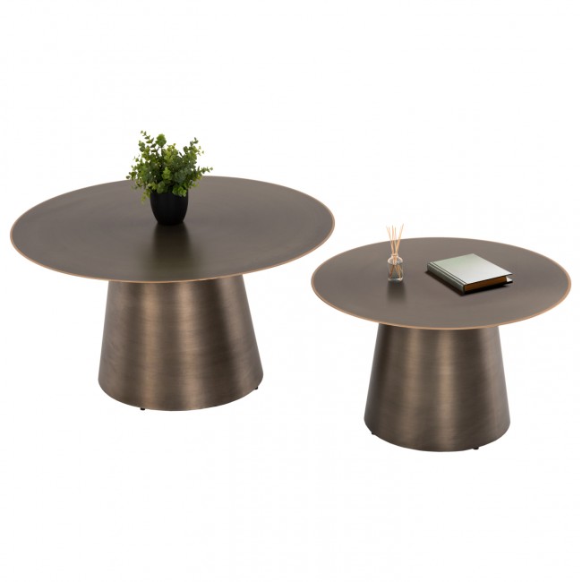 Τραπέζια σαλονιού "NICKELY" από μέταλλο σε χρώμα ασημί ματ Φ80x41