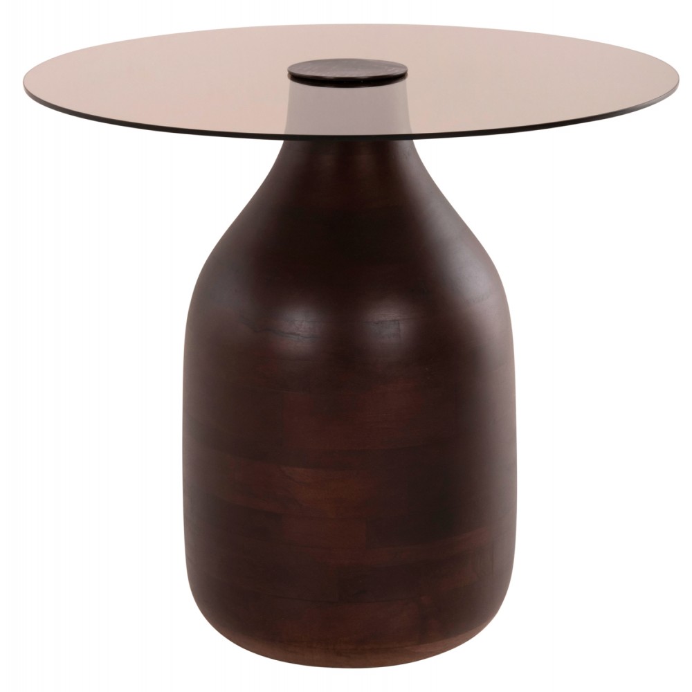 Τραπέζια βοηθητικά "CHANG" από ξύλο/γυαλί σε χρώμα καφέ Φ55x49,5