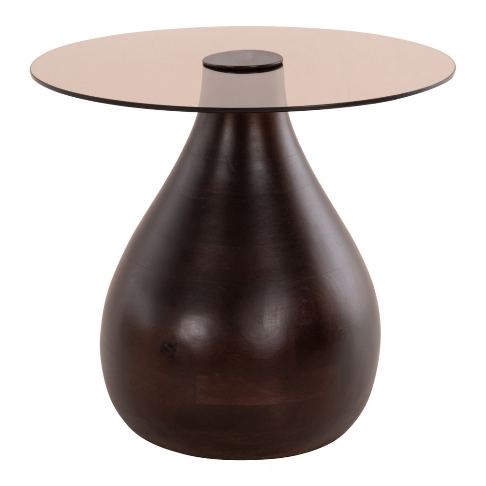 Τραπέζια βοηθητικά "CHANG" από ξύλο/γυαλί σε χρώμα καφέ Φ55x49,5