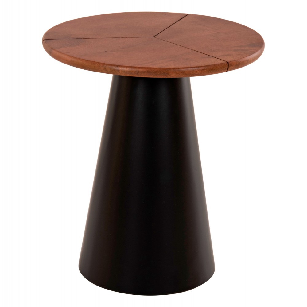 Τραπέζια βοηθητικά "SUNNI" από μέταλλο/ξύλο σε χρώμα μαύρο/καρυδί  Φ48,5x53,5