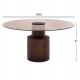 Τραπέζι σαλονιού "SUNNET" από γυαλί/ξύλο σε χρώμα καφέ Φ80x41