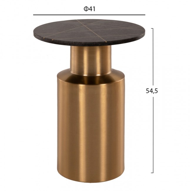 Τραπέζι βοηθητικό "CLAYDEE" από μέταλλο σε χρώμα χρυσό/μαύρο Φ41x54,5