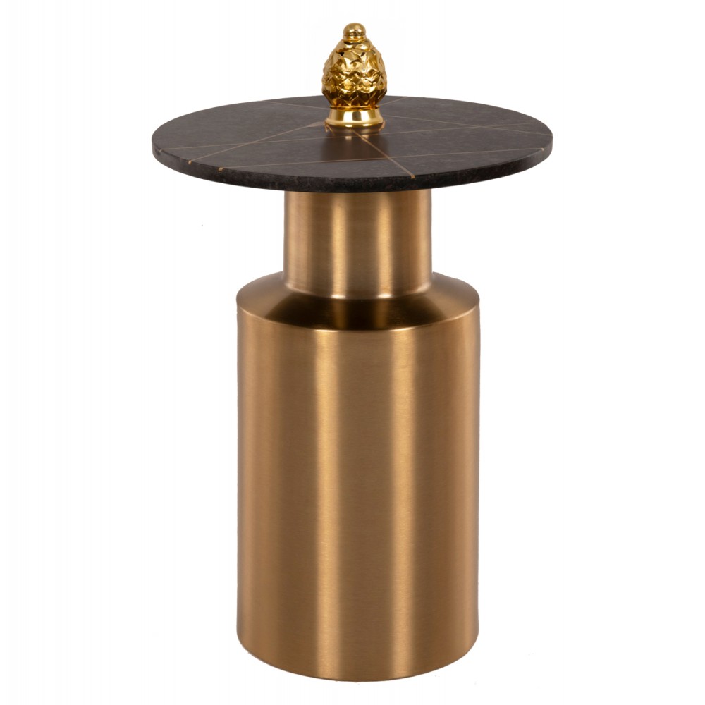 Τραπέζι βοηθητικό "CLAYDEE" από μέταλλο σε χρώμα χρυσό/μαύρο Φ41x54,5