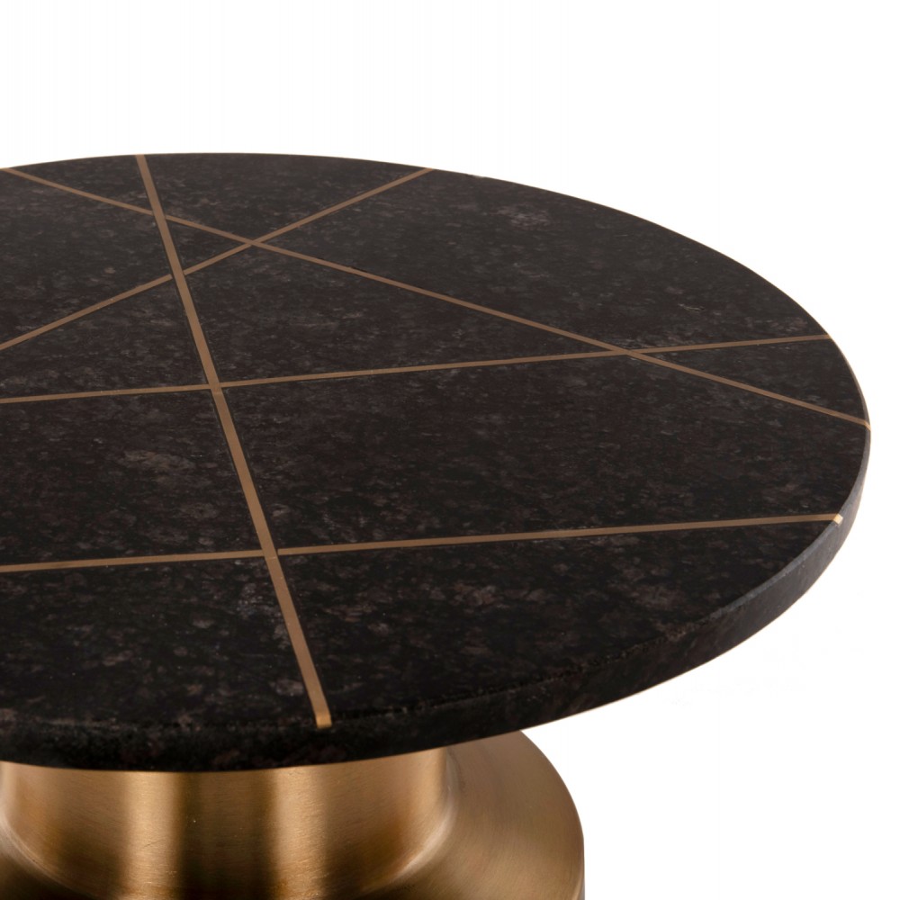 Τραπέζι βοηθητικό "CLAYDEE" από μέταλλο σε χρώμα χρυσό/μαύρο Φ41x54,5