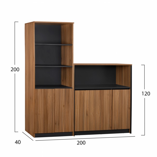 Σετ επαγγελματικής βιβλιοθήκης "SUPREME" σε χρώμα γκρι και honey oak 200x40x200