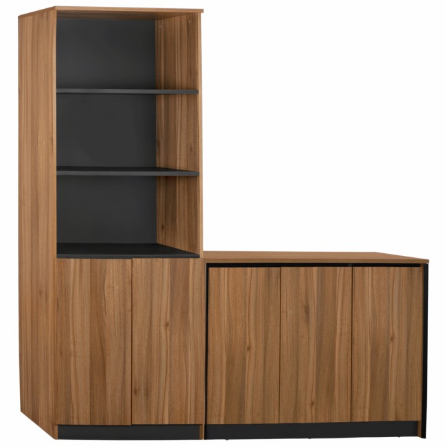 Σετ επαγγελματικής βιβλιοθήκης "SUPREME" σε χρώμα γκρι και honey oak 200x40x200