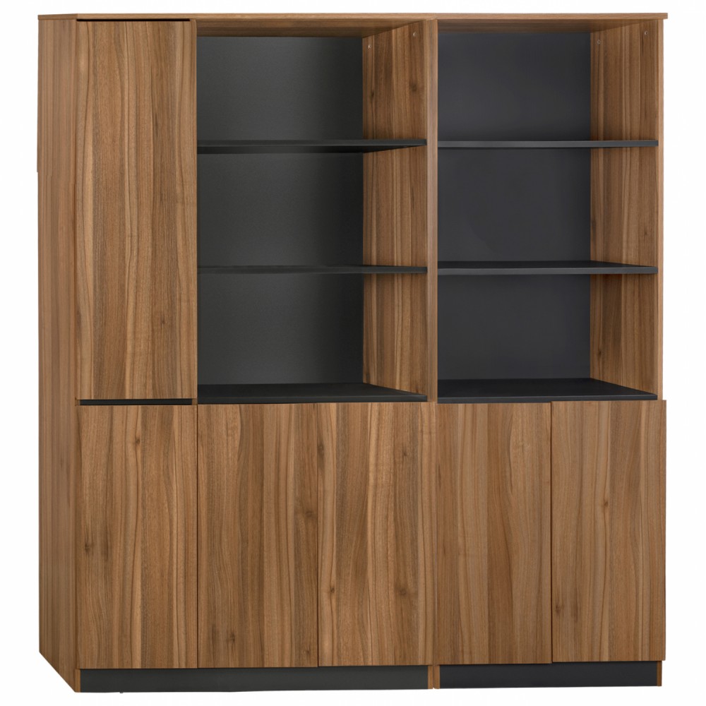 Σετ επαγγελματικής βιβλιοθήκης "SUPREME" σε χρώμα γκρι και honey oak 200x40x200