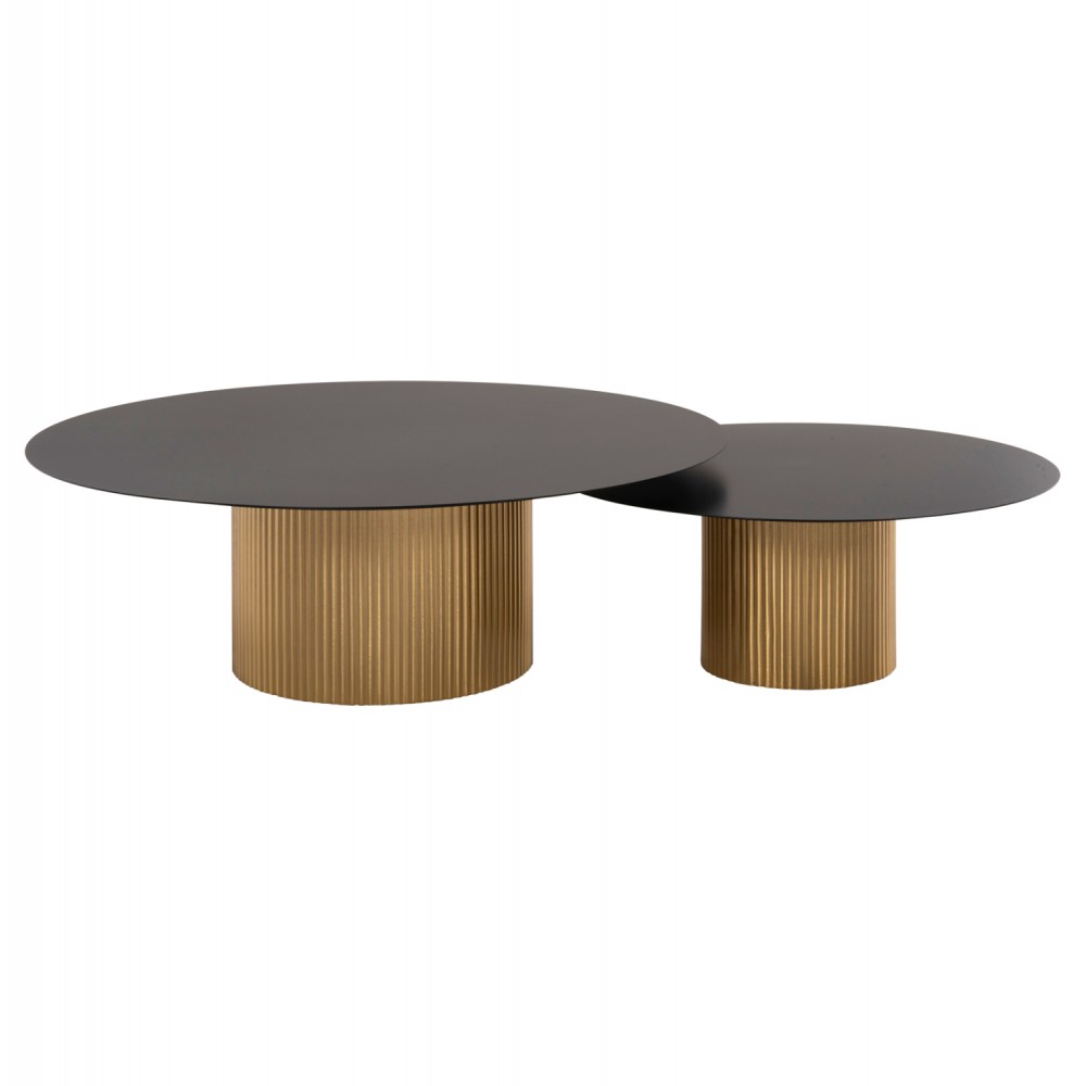 Τραπέζια σαλονιού "CLAD" από μέταλλο σε χρώμα χρυσό/μαύρο Φ110x38