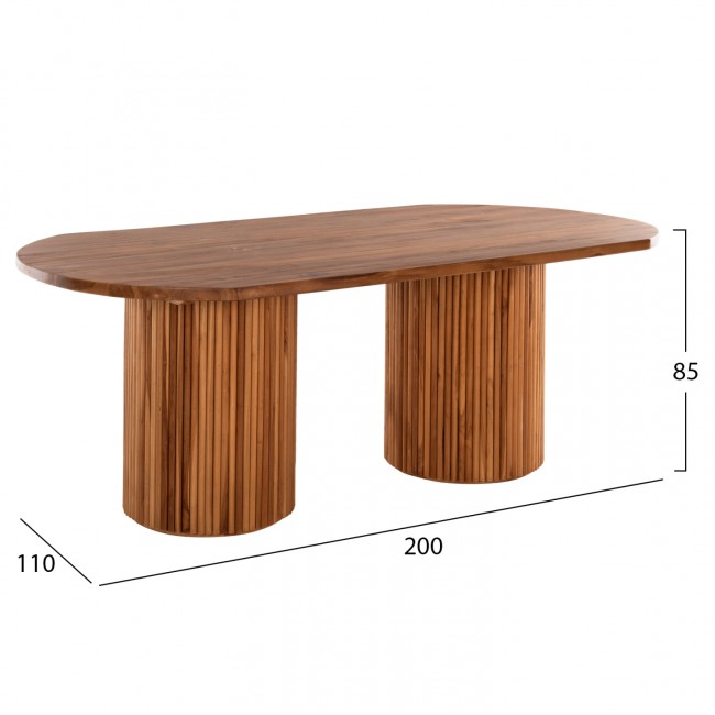 Τραπέζι τραπεζαρίας "DREMA" από ξύλο σε χρώμα φυσικό 200Χ110Χ85