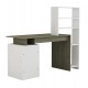 Γραφείο με βιβλιοθήκη "ROCHELL" σε χρώμα olive grey/λευκό 146,3x55x128,8
