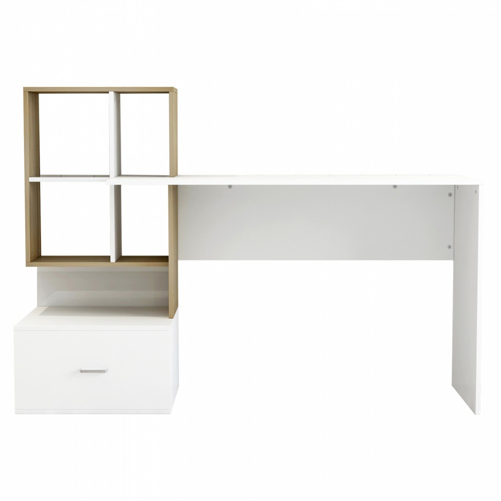 Γραφείο με βιβλιοθήκη σε χρώμα λευκό/sonama 149x48x105