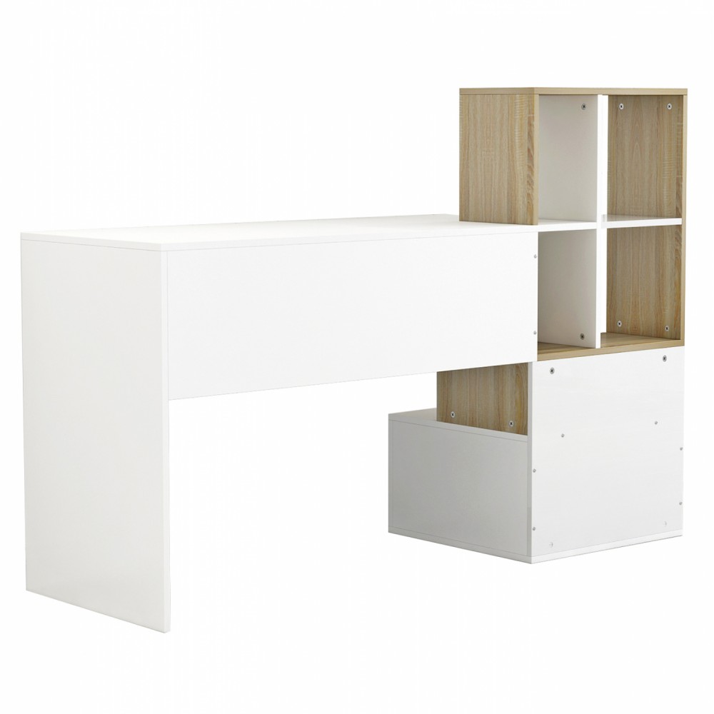 Γραφείο με βιβλιοθήκη σε χρώμα λευκό/sonama 149x48x105