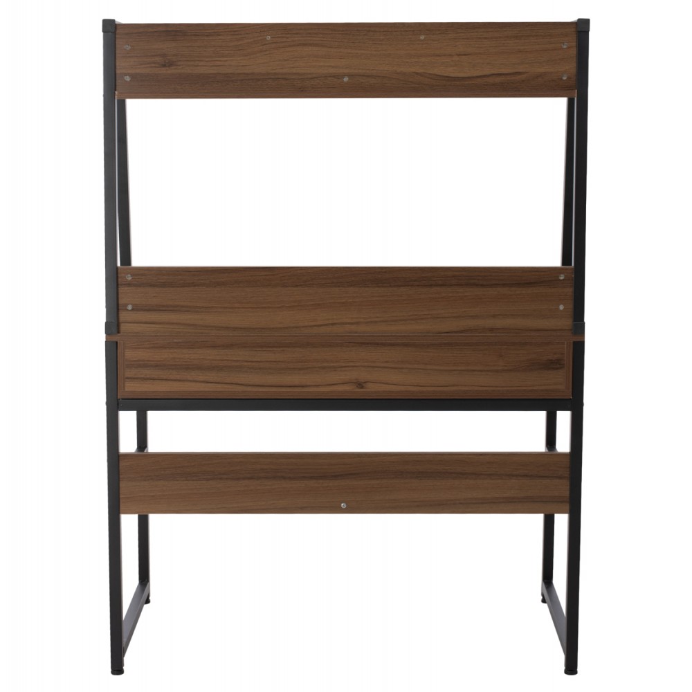 Γραφείο με βιβλιοθήκη σε χρώμα καρυδί/μαύρο 100x48x139