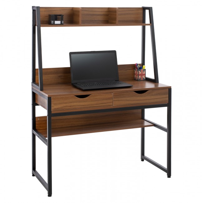 Γραφείο με βιβλιοθήκη σε χρώμα καρυδί/μαύρο 100x48x139