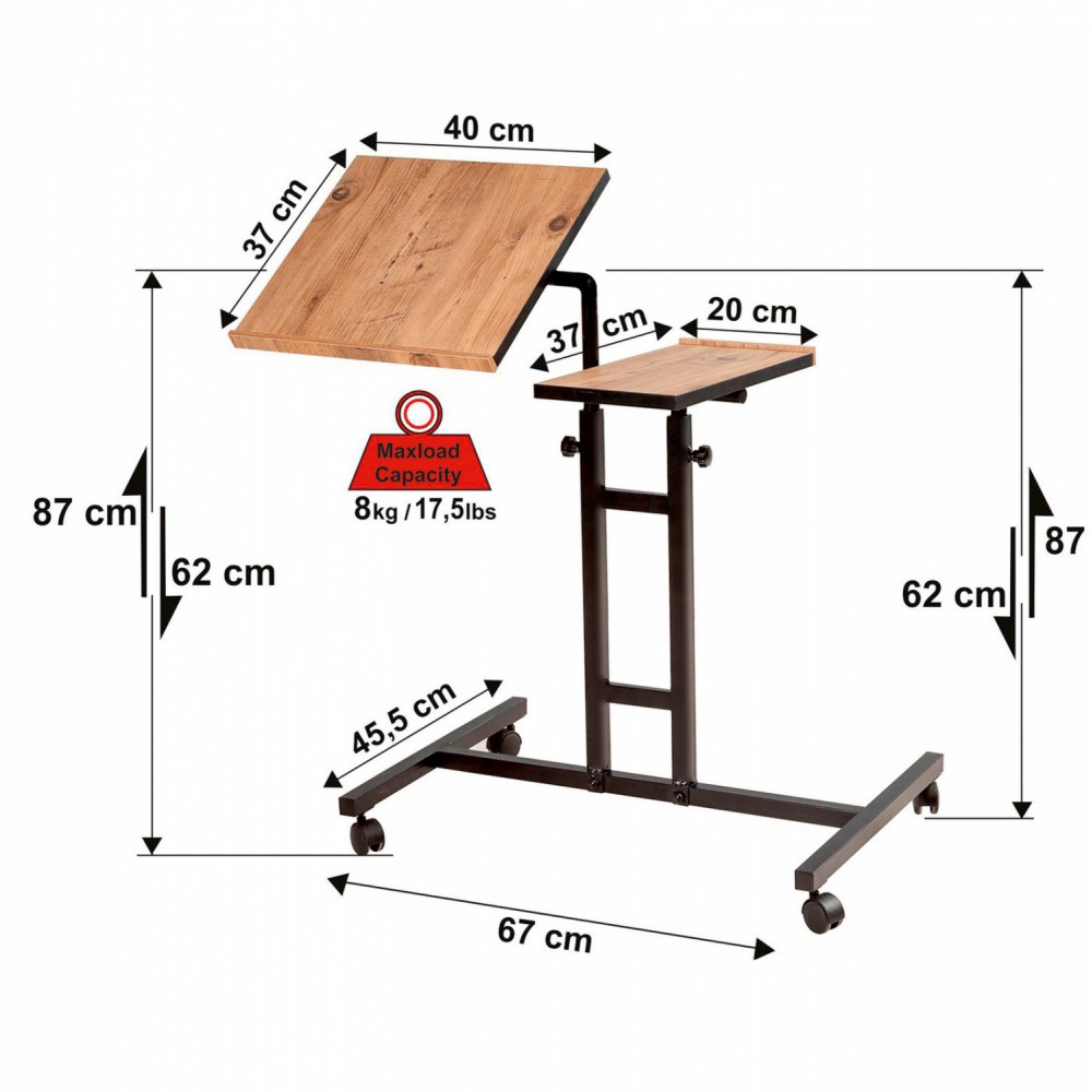 Γραφείο με ρυθμιζόμενο ύψος και κλίση σε φυσικό και μαύρο χρώμα 67x45,4x62-87