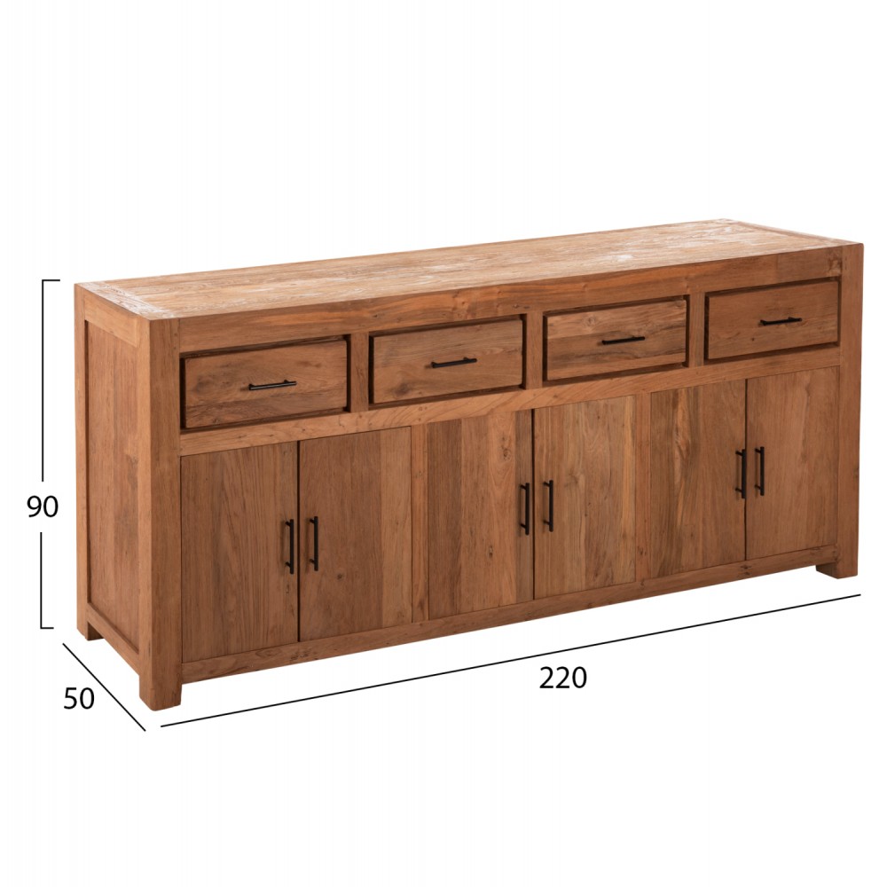 Μπουφές "GRAYSON" σε φυσικό χρώμα 220x50x90