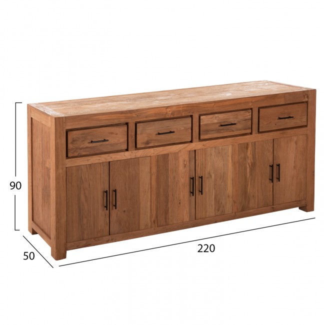 Μπουφές "GRAYSON" σε φυσικό χρώμα 220x50x90