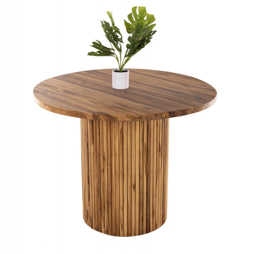 Τραπέζι τραπεζαρίας "DREMA" από ξύλο σε χρώμα φυσικό Φ100X80