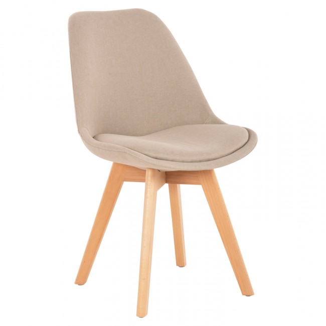 Καρέκλα "VEGAS" από ξύλο/ύφασμα σε χρώμα μπέζ 48x58x80