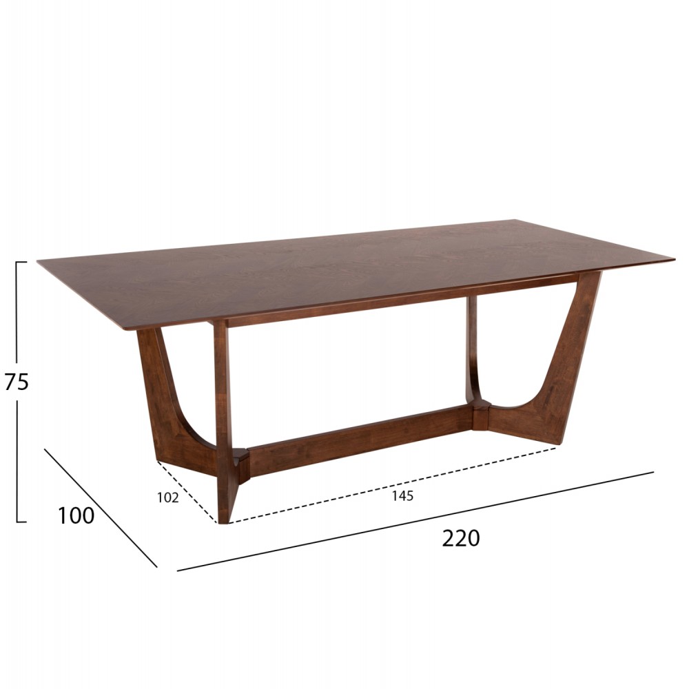 Τραπέζι τραπεζαρίας σε χρώμα καρυδί 200x100x75