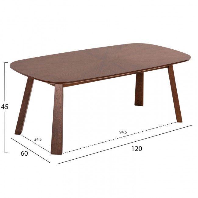 Τραπέζι σαλονιού "RINER" σε χρώμα καρυδί 120x60x45