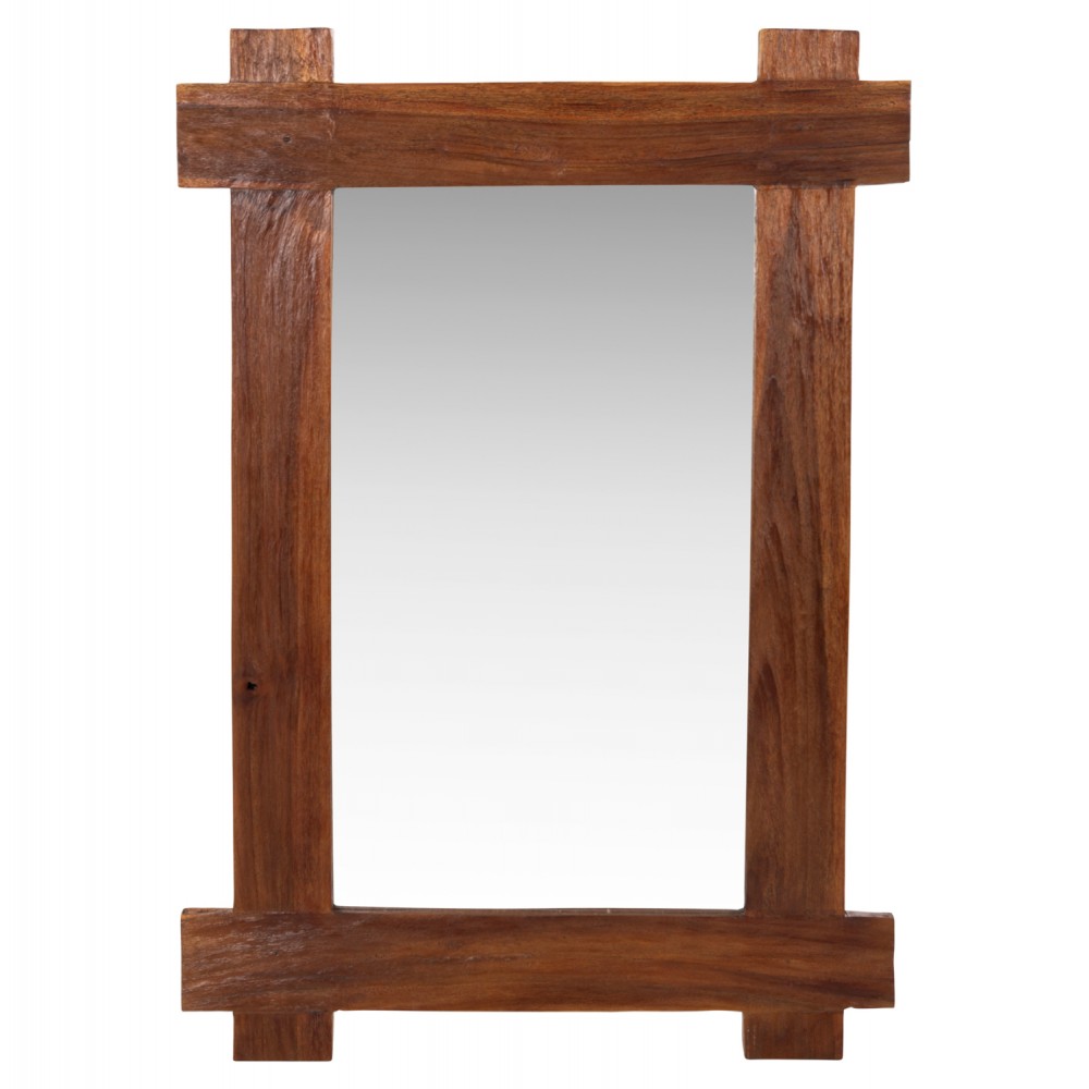 Καθρέπτης τοίχου από ξύλο σε χρώμα φυσικό 70x3x100