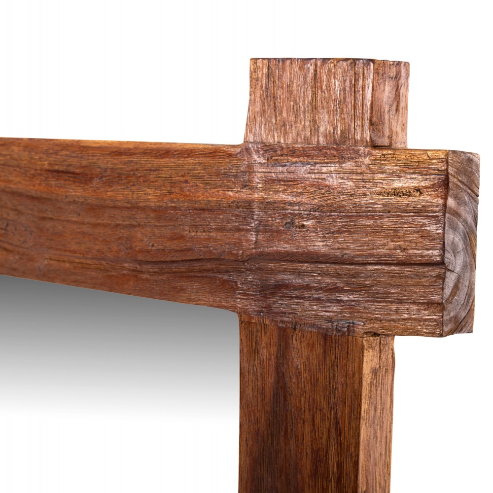 Καθρέπτης τοίχου από ξύλο σε χρώμα φυσικό 70x3x100