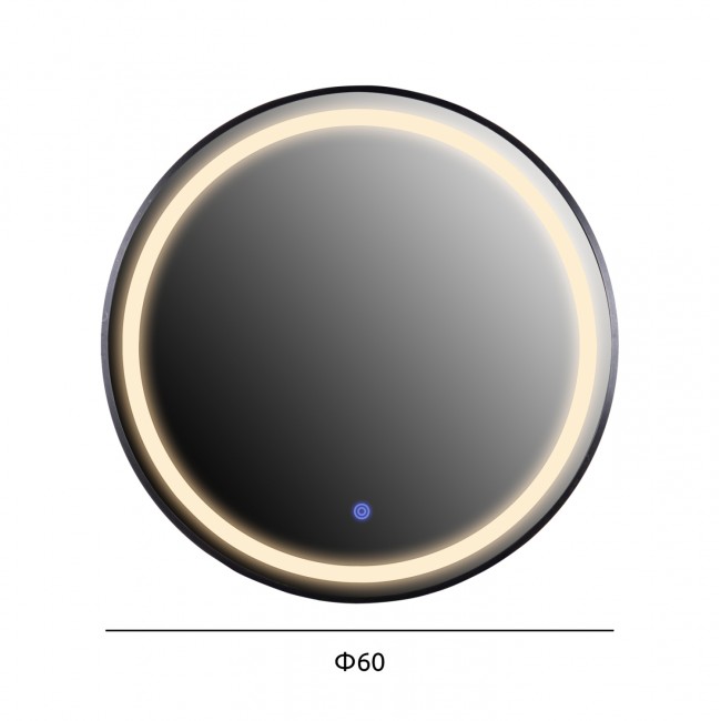 Καθρέπτης τοίχου με φωτισμό από αλουμίνιο σε χρώμα μαύρο Φ60x3