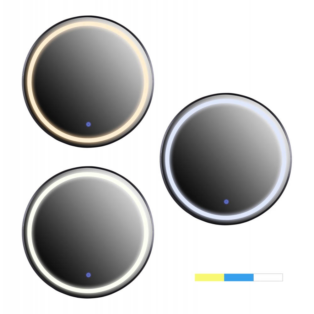 Καθρέπτης τοίχου με φωτισμό από αλουμίνιο σε χρώμα μαύρο Φ60x3