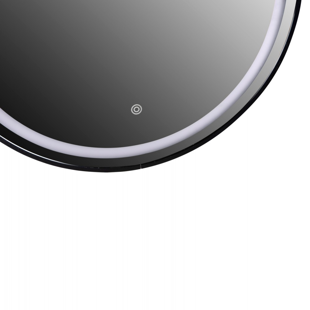 Καθρέπτης τοίχου με φωτισμό από αλουμίνιο σε χρώμα μαύρο Φ60x3