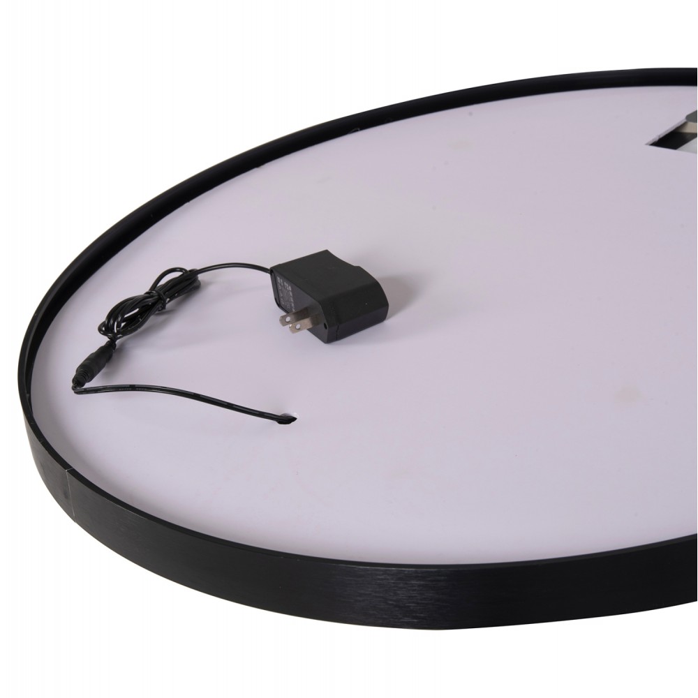 Καθρέπτης τοίχου με φωτισμό από αλουμίνιο σε χρώμα μαύρο Φ60x3