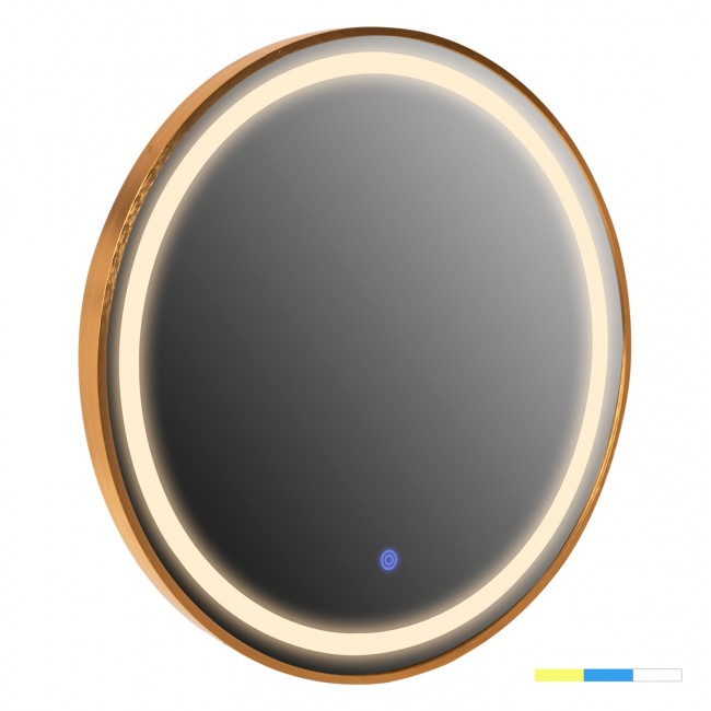 Καθρέπτης τοίχου με φωτισμό από αλουμίνιο σε χρώμα χρύσο Φ60x3