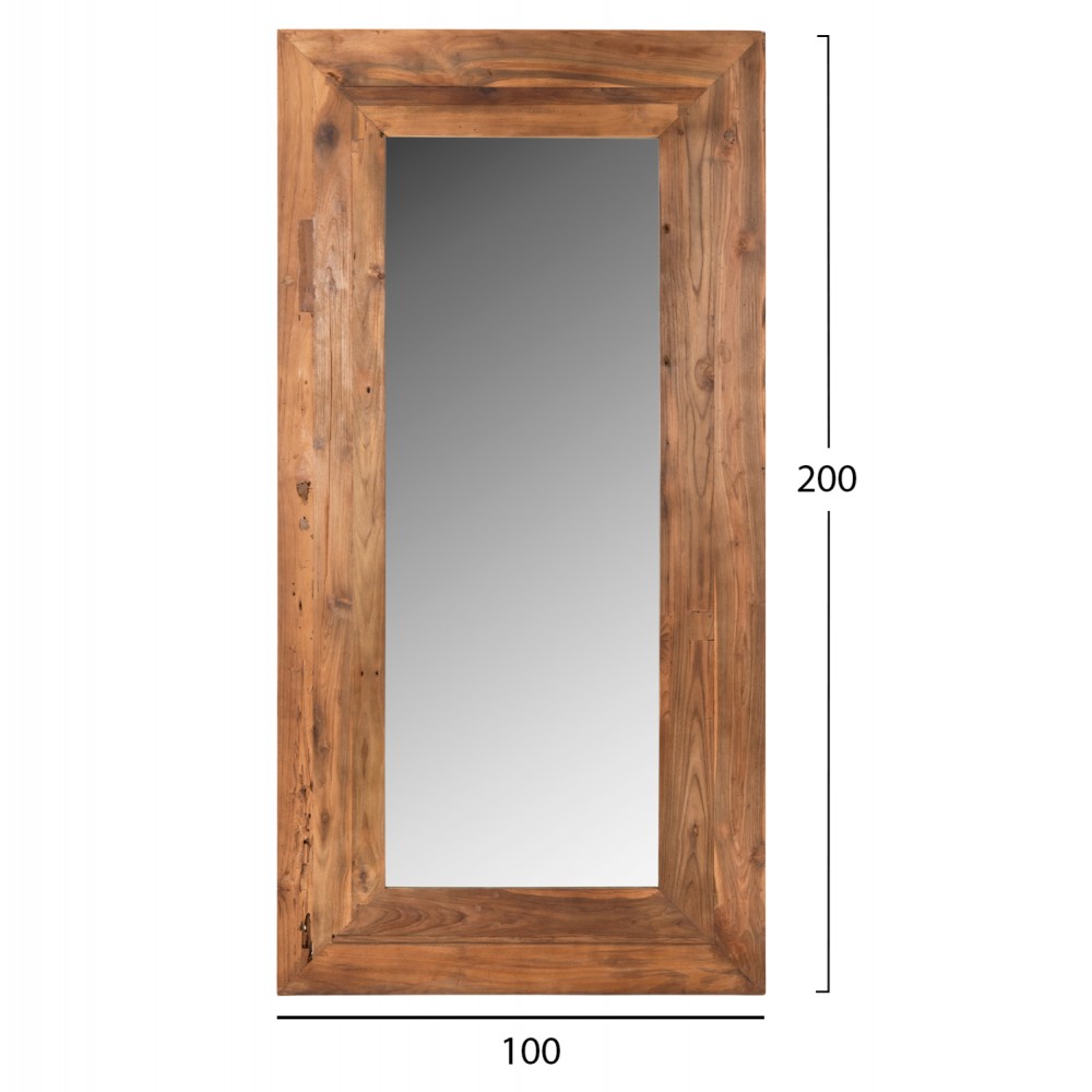 Καθρέπτης τοίχου "YORKSHIRE" από ξύλο σε χρώμα φυσικό 200x100