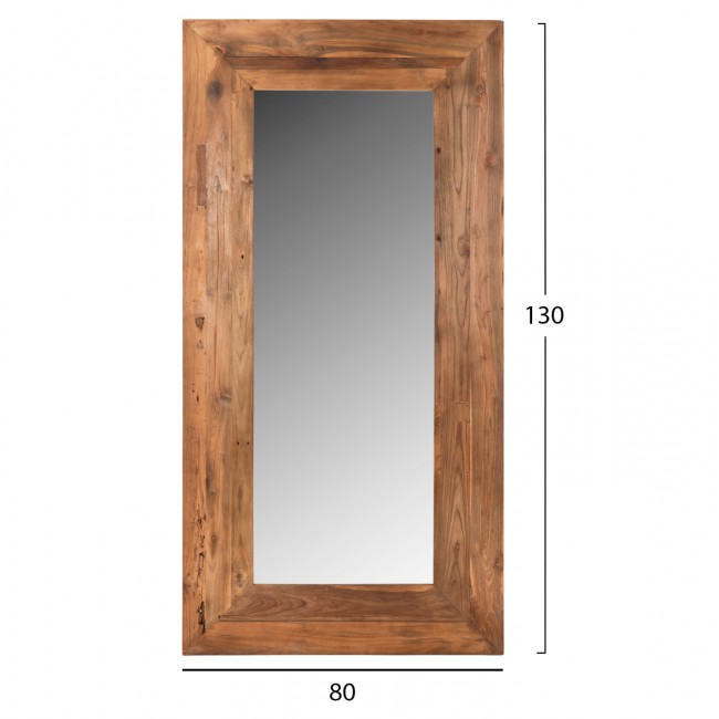 Καθρέπτης τοίχου "YORKSHIRE" από ξύλο σε χρώμα φυσικό 80x130