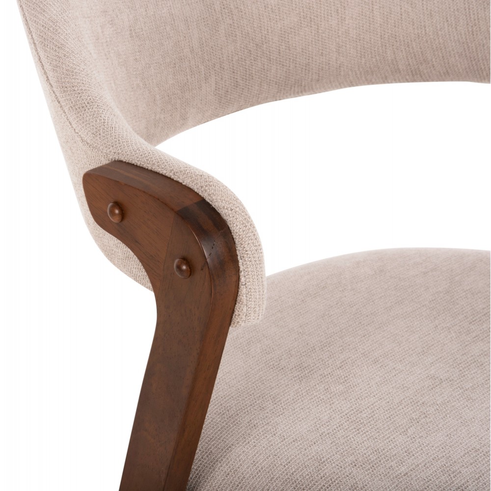 Καρέκλα "RIDER" από ξύλο/ύφασμα σε χρώμα καρυδί/εκρού 59x59x83