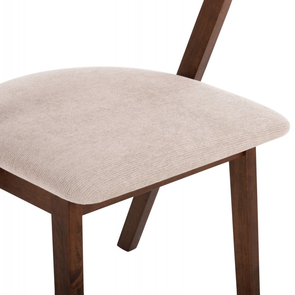 Καρέκλα "RIDER" από ξύλο/ύφασμα σε χρώμα καρυδί/εκρού 59x59x83