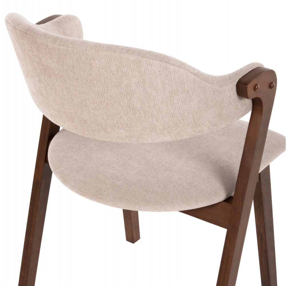 Καρέκλα "RIDER" από ξύλο/ύφασμα σε χρώμα καρυδί/εκρού 59x59x83