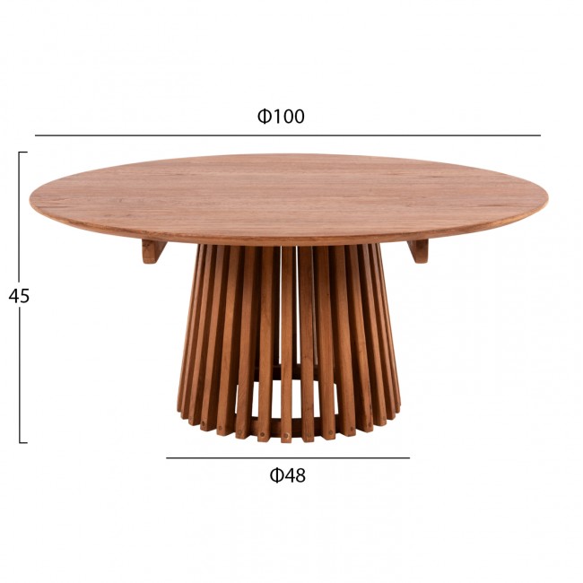 Τραπέζι σαλονιού "FRANTZ" από ξύλο σε χρώμα φυσικό Φ100X45